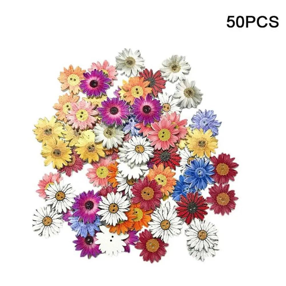 

50Pcs/Set Wholesale 2 Holes 25mm Natural Wooden Craft Shape Mixed Sewing Buttons Scrapbooking Accessories X7W1