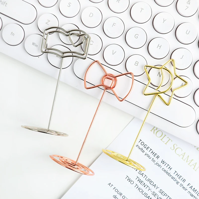 5 шт./лот держатель для фотографий в форме Золотого сердца настольные держатели