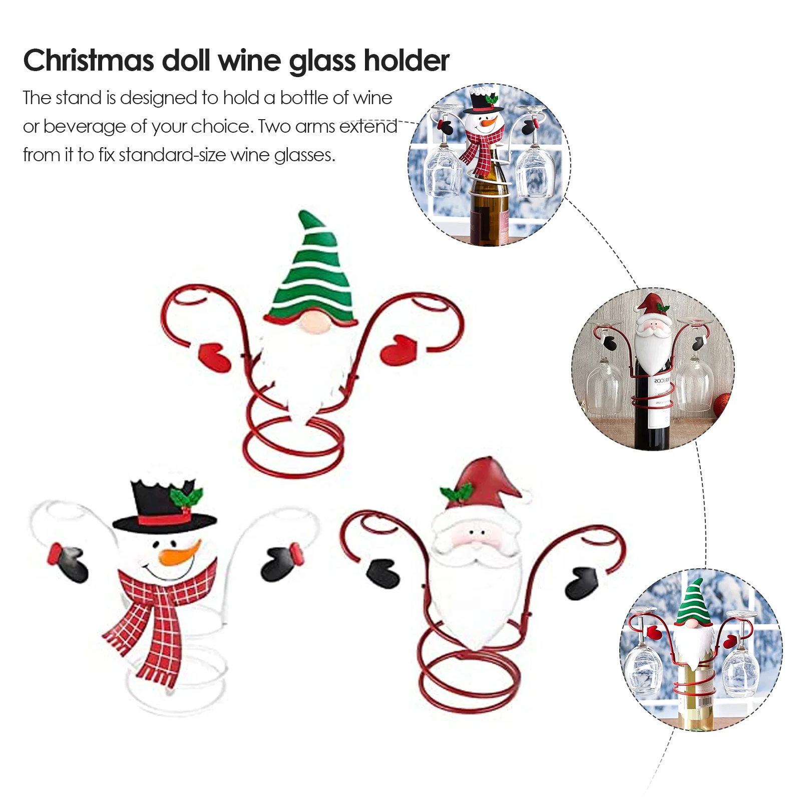 

Ulbek Holiday Wine Glass Holders Christmas Snowman Wine Bottle Rack Xmas Decorations for Kitchen Restaurant Bar Wine Cabinet