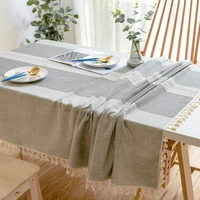 home decor rechthoekige tafelkleed nordic grijs linnen katoen weven strepen eettafel doek kant hanger keuken tafel dekken