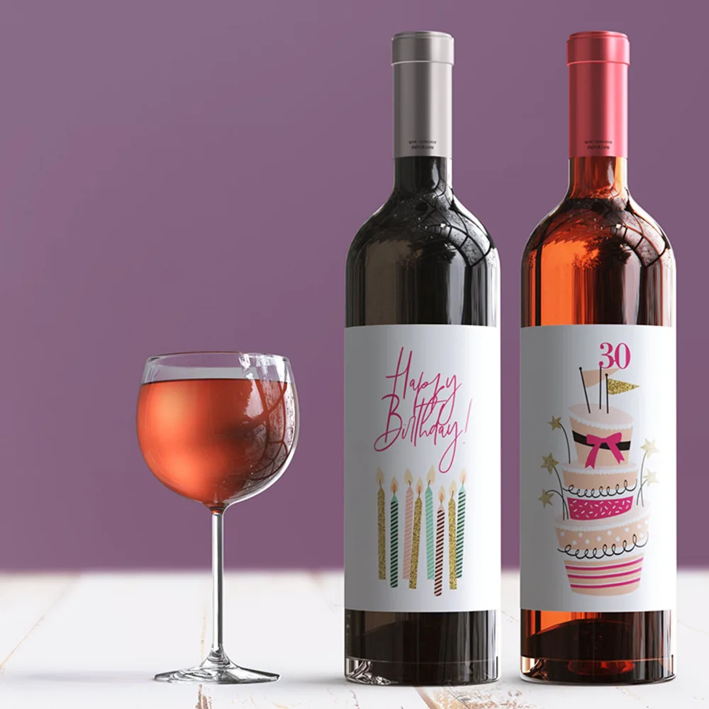 Пользовательские 4 шт 30th день рождения бутылки вина этикетки Bday партии наклейки