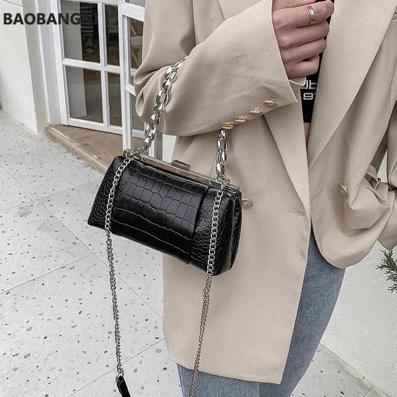 Small Chain Tote Bag PU Leather Crossbody Bags for Women Simple Totes Shoulder Bag Lady Handbags and Purses