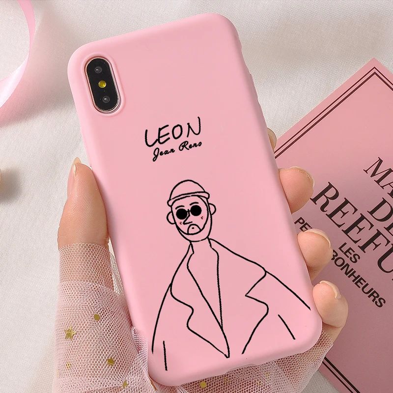 Милый чехол для телефона Leon Matilda iPhone 6 6S 7 8 Plus силиконовый мягкий 11 Pro X XR XS MAX задняя