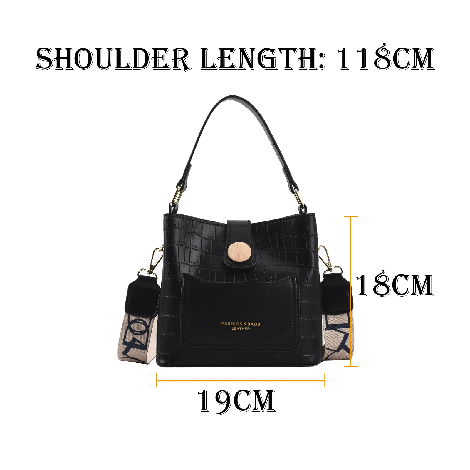 

Brand Design Luxury Ladies Bucket PU Shoulder Bag Shoulder Large Capacity Messenger Broadband Female Solid Color Handbag WB4255