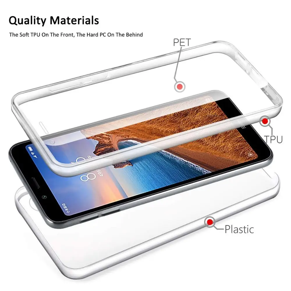 Чехол для Xiaomi Redmi Note 11 9 8T 10 Pro 7 7A 9T 4X Mi 8 POCO M3 X3 двухсторонний силиконовый прозрачный