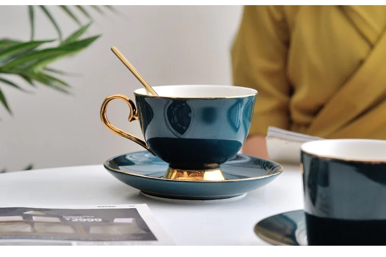 Роскошная керамическая кофейная чашка простая европейская фарфоровая чайная