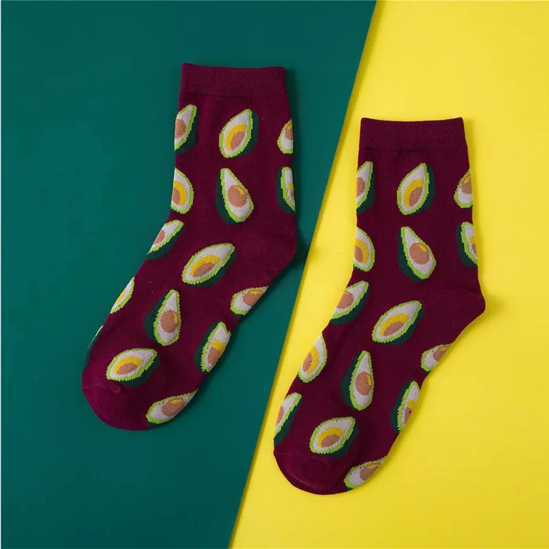 5 Korean Fresh Fruits Socks Lemon Avocado Pineapple Cherry Blueberry Orange Gardenias Banana Flamingos Plumerias - Цвет: 5