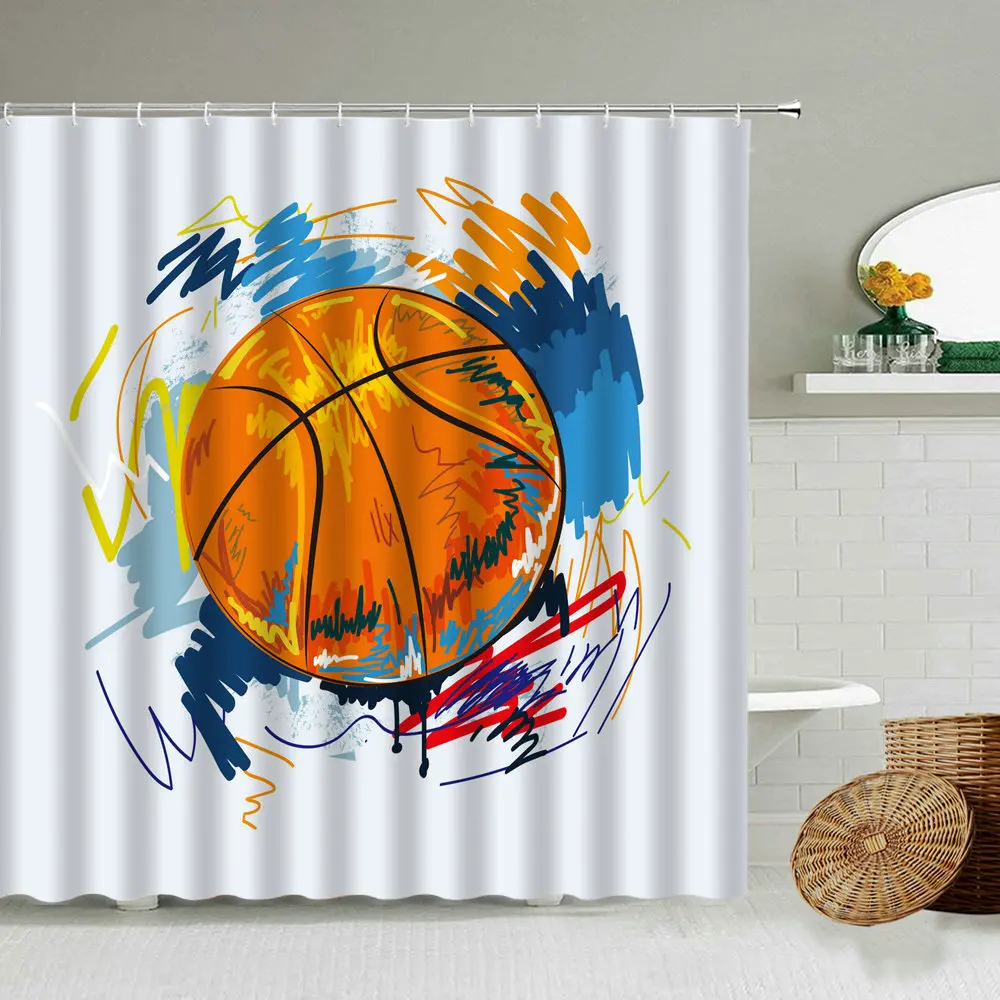 Спортивная душевая занавеска для баскетбола футбола креативный дизайн