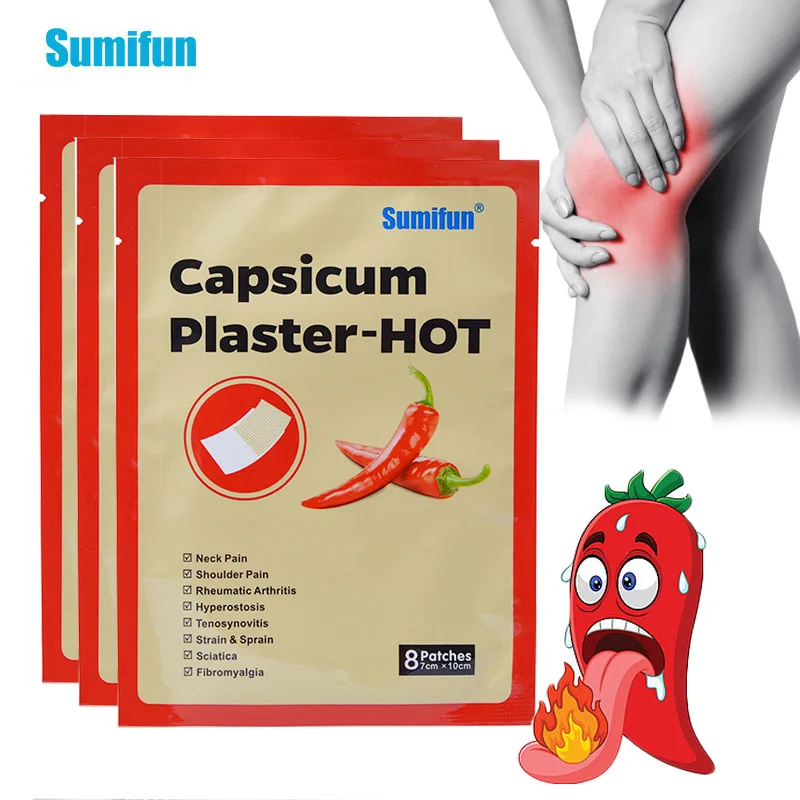 Sumifun 8Pcs Capsicum Plaster-Hot Herbal Medical Patch Balm Plaster Knee Joint Shoulder Muscle Pain Stickers Health Care K01501 - купить по