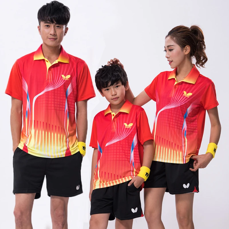 

Child Table Tennis Suit Badminton Clothing Men Women Short Sleeve Badminton Competition Training Quick Dry Polo Shirt -40