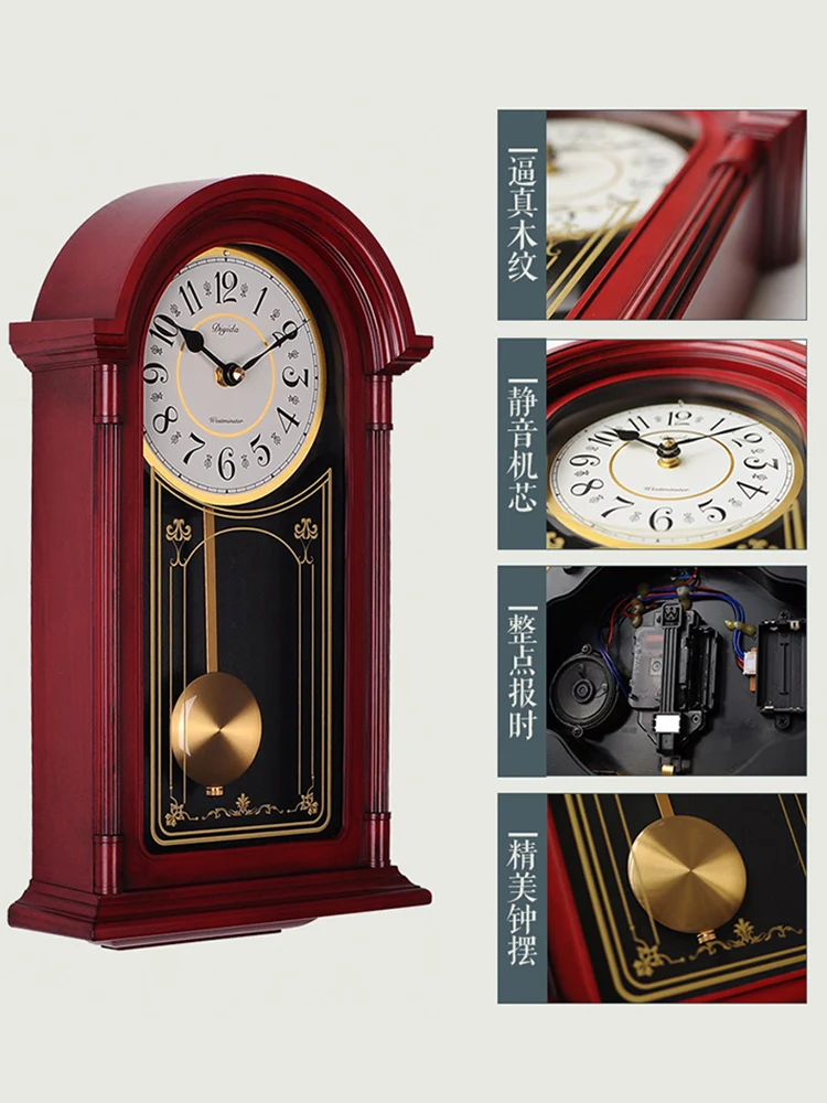 Китайский стиль большие настенные часы ретро с маятником настенный Декор для