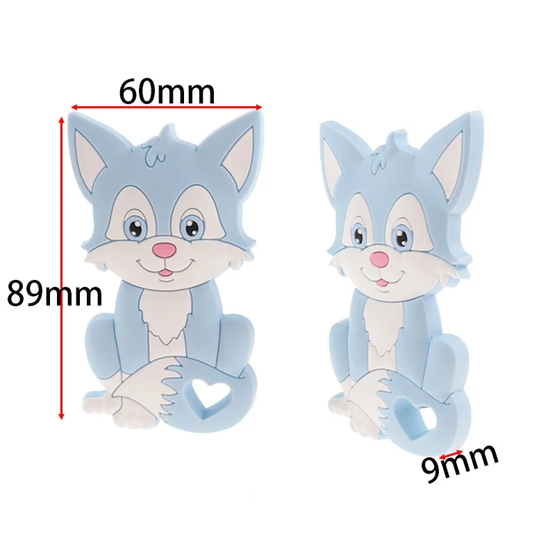 Fkisbox 10pc Cartoon Silicone Fox Baby Teether Food Grade Newborn Chewable Teething Pacifier Soothing Chain Accessories BPA Free