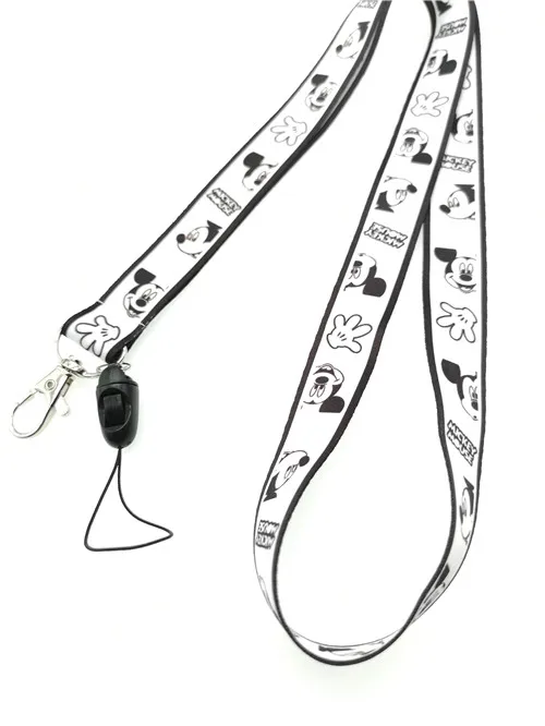 Новый мультфильм 1 шт. черный белый МИККИ ключ бейдж со шнурком ID Держатели карт