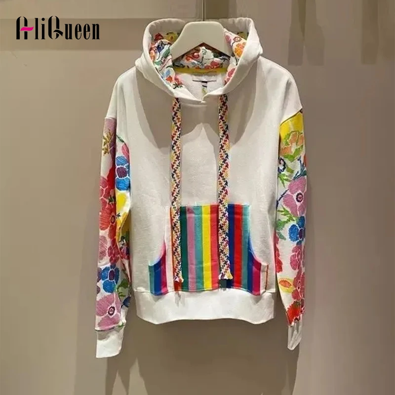 

Korean Fashion Streetwear Women Hoodies Oversized Sweatshirts Vintage Hit Color Harajuku Autumn Clothes for Teens Winter Clothes