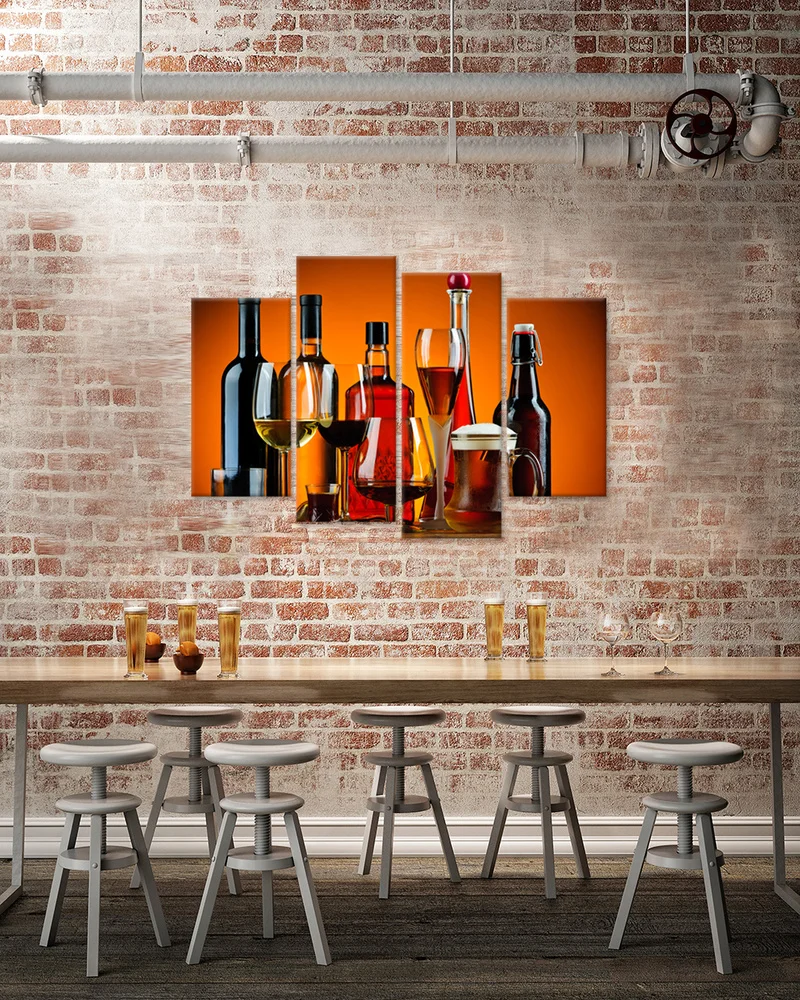 4 шт. картины на холсте вина тематические Настенный декор бокалы для алкогольных