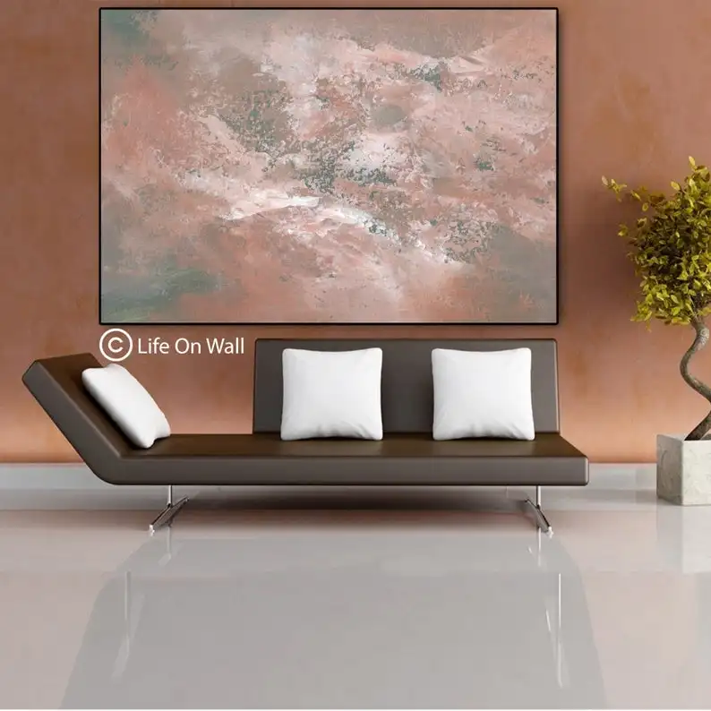 

Living room abstract painting brown gray white bedroom abstract art,Extra large abstract art,horizontal abstract painting