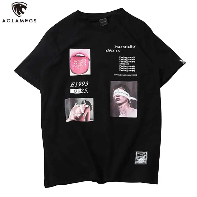 

Мужская хлопковая футболка Aolamegs, с забавным принтом, с круглым вырезом, уличная одежда