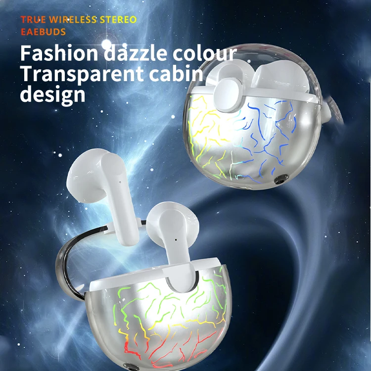 

DGYZZMAX True Wireless Stereo TWS Earbuds Fashion Dazzle Colour Transparent Cabin Touch Control Hall Switch For Xiaomi Huawei