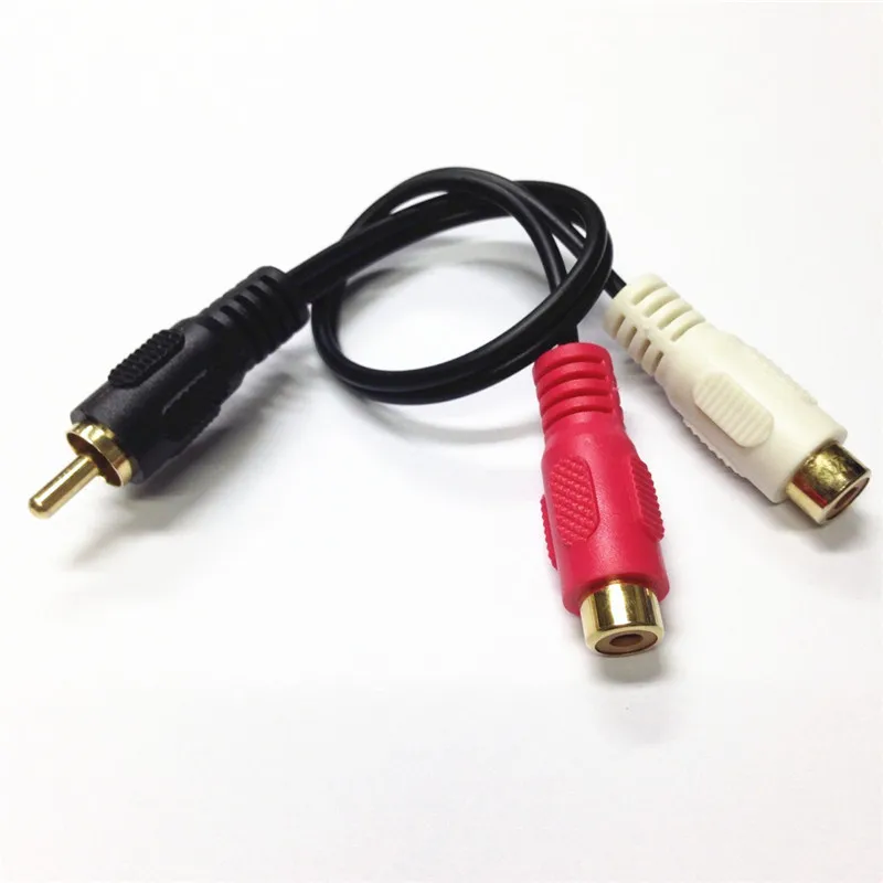 Золотой RCA видео/аудио разветвитель Кабель Rca штекер и гнездо до 2 адаптер 0 25