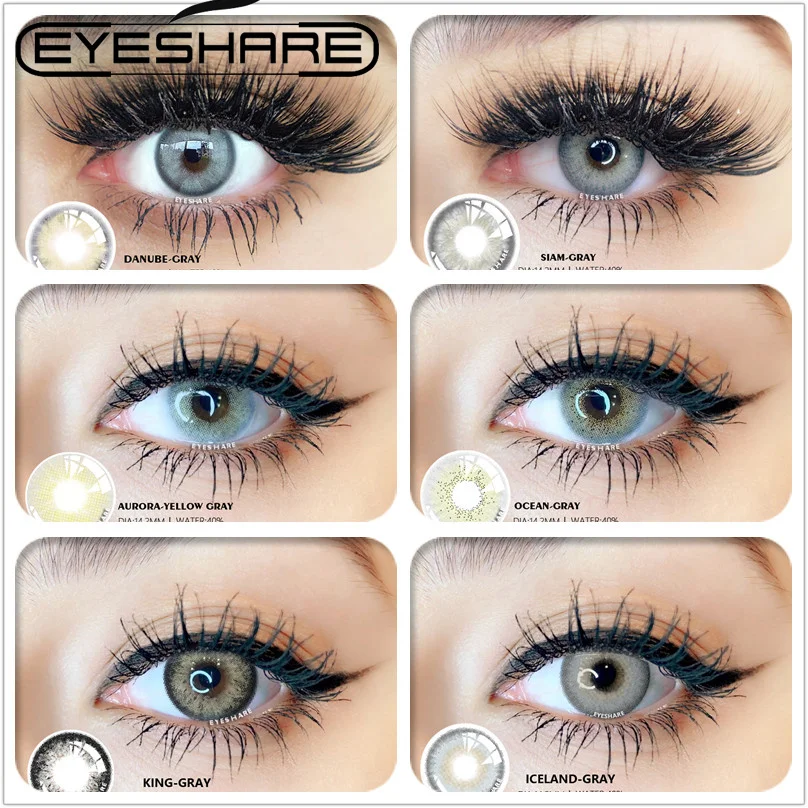 

EYESHARE 1Pair Gray Soft Contact Lenses Color Contacts Beauty Eye Lens Cosplay Eyes Cosmetics