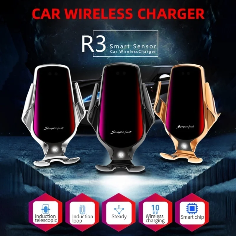 Беспроводное автомобильное зарядное устройство для iPhone 11 Pro Samsung S10 S9 S8 Plus Note 10 9 8