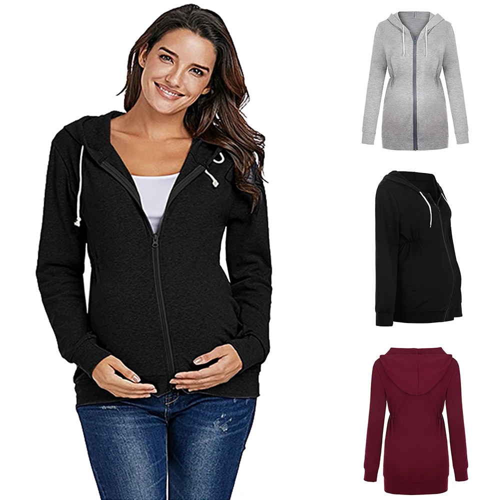 Одежда для беременных женщин Толстая Толстовка с капюшоном грудного