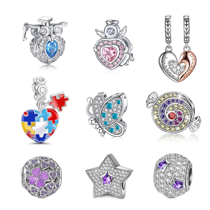 

LR Exquisite 925 Sterling Silver Charms HQD Crystal Cubic Zirconia Beads For Jewelry Making DIY Luxury Pendant Jewelry For Women