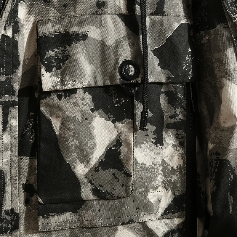 Мужская хлопковая камуфляжная ветровка на молнии с капюшоном|Мужские куртки| |