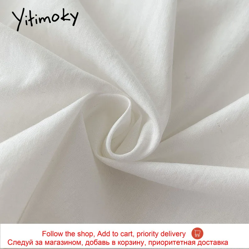 

Yitimoky Women Shirts Korean Fashion Simple Style Solid Vintage Casual Long Sleeve V-Neck Ladies Top 2021 Spring Summer Blouse