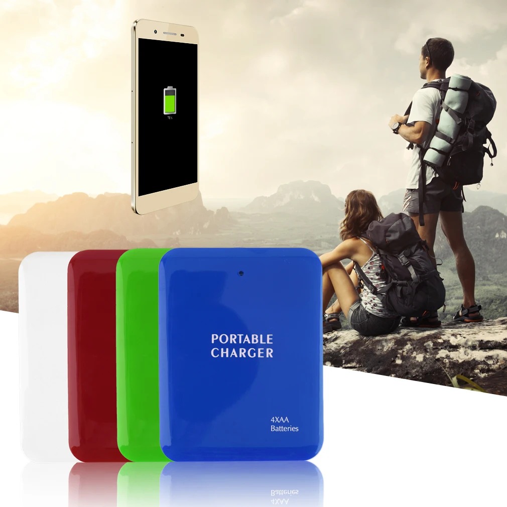 new portable usb 4aa battery travel emergency charger power bank case for cell phone wholesale 4 x aa batterynot included free global shipping