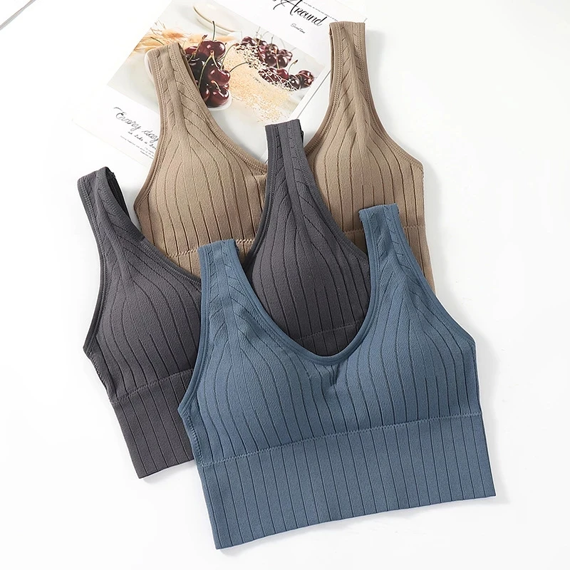 

Seamless Women Wireless Bra Padded Fitness Tube Top Crop Top U-Shaped Back Breathable Casual Workout Underwear Lingerie Bralette