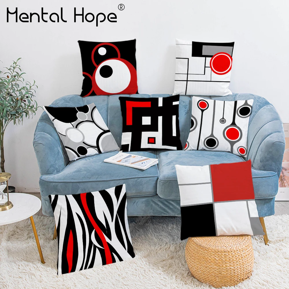 Наволочка для дивана с геометрическим рисунком декоративная плюшевая