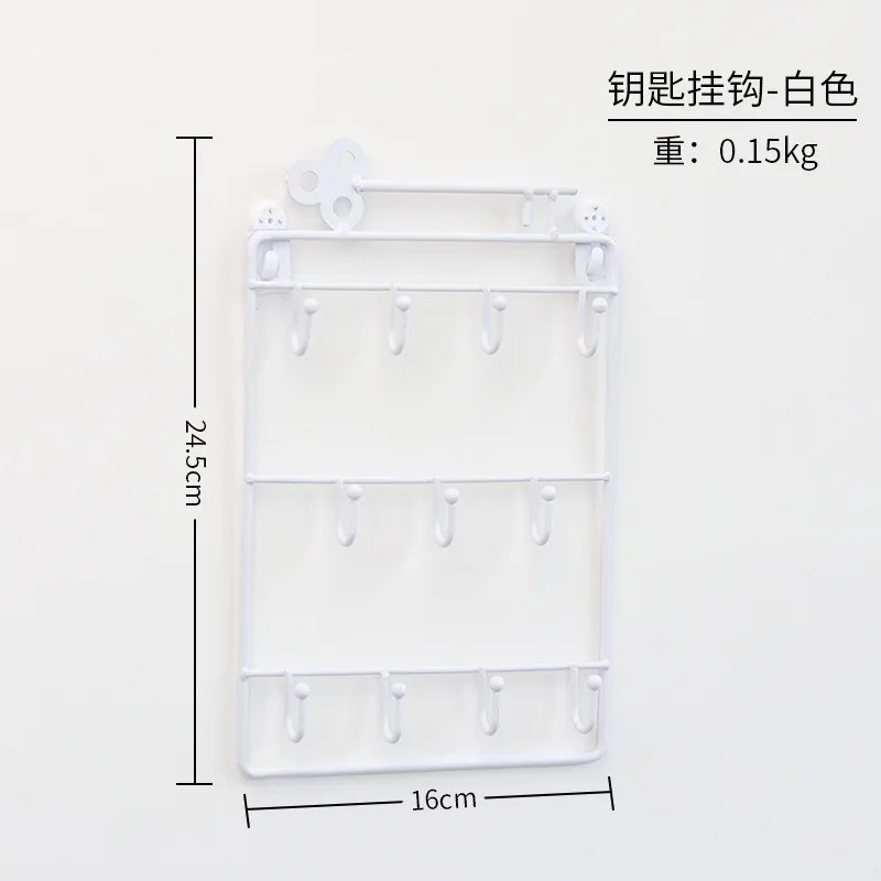 

Wall Mounted hanging Key Holder Rack Organizer with hook for Entryway jewelry shelf Ornament Accessories Hanger Iron Storage
