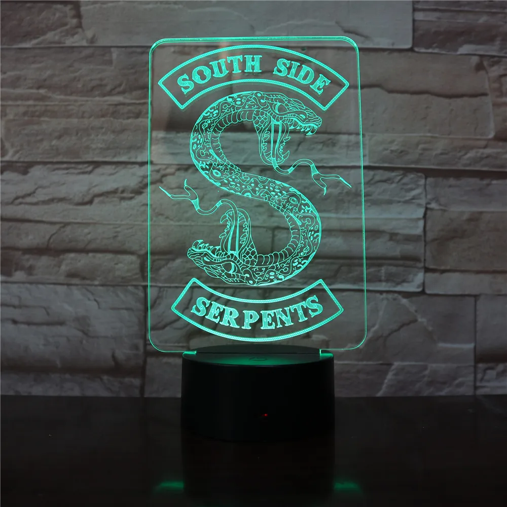 Значки ривердейл змея логотип Ночной светильник светодиодная лампа южные змеи