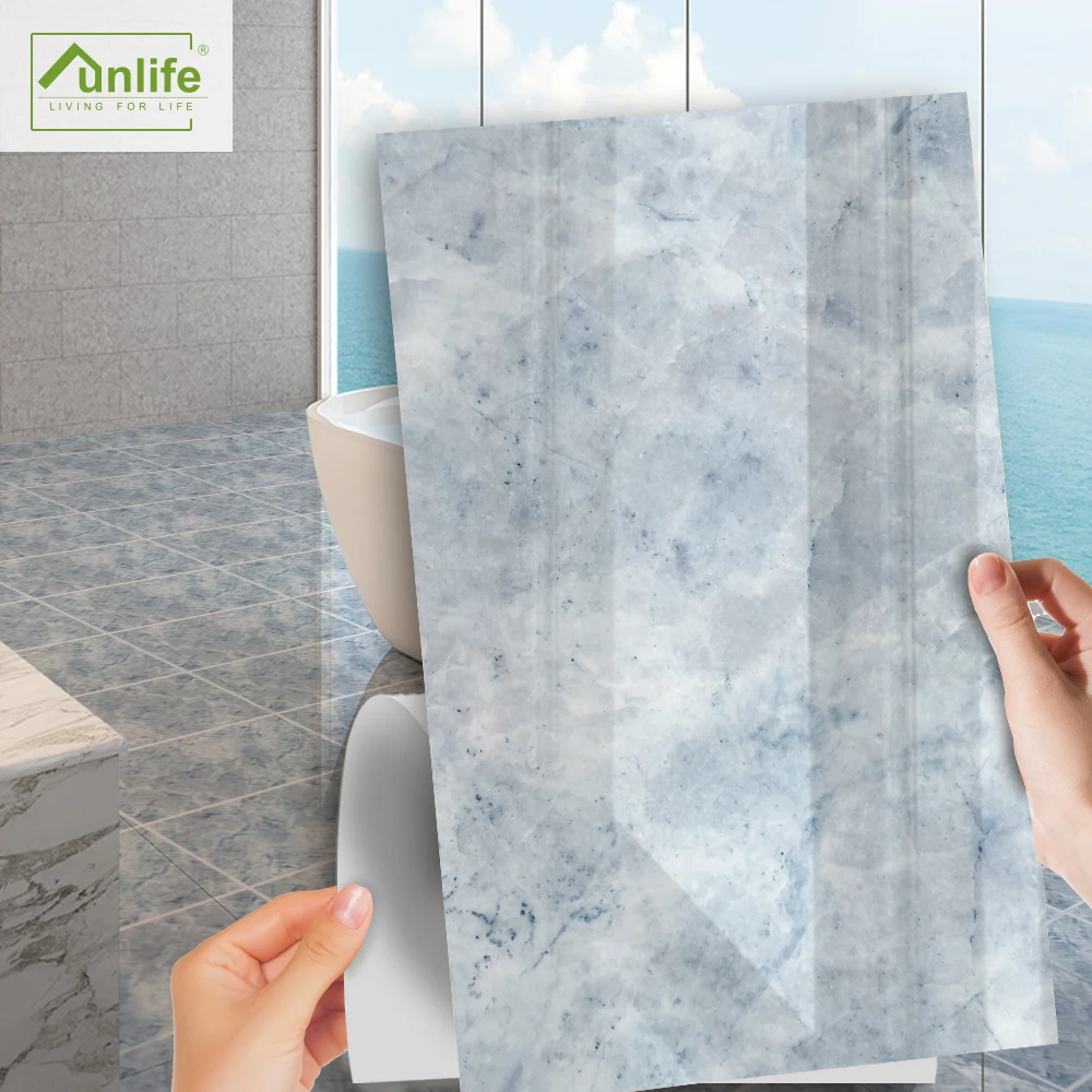

Funlife[R] NOUVELLE MAISON SERIES[TM] 30x60cm Sky Blue Marble Waterproof PVC DIY Floor Sticker For Tile Kitchen Bathroom Decor
