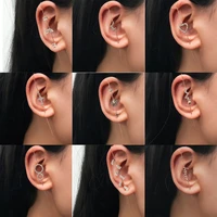 new style piercing ear acupuncture temperament inlaid zircon earrings with stars and letters surrounding auricle slash earrings