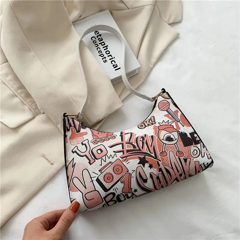 

Printed Underarm Bag For Women 2021 New Fashionable Versatile Shoulder Bag Texture Hand-held INS Small Square Bag