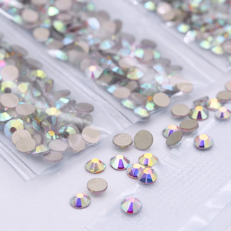 

SS4-SS12 Glitter 3D Rhinestones AB Flat Back Shiny Stones Nail Art Decorations Mixed Size Nail Gems Crystal Strass Accessories