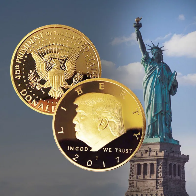 2017/2018 памятная монета 45th президент США Дональд Трамп позолоченные Коллекционные