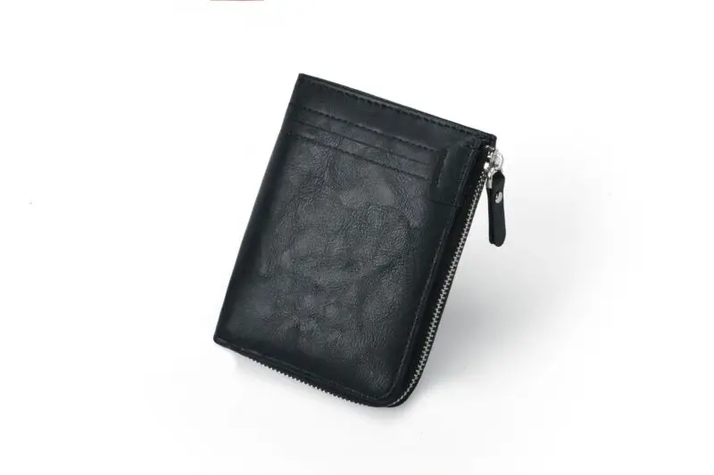 Мужской женский черный кошелек из искусственной кожи на молнии держатель для