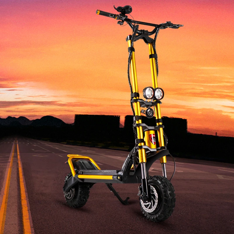 Оригинальный электроскутер Kaabo Wolf King + SUV золотой и черный цвет 72 в 28 а/ч 3000 Вт