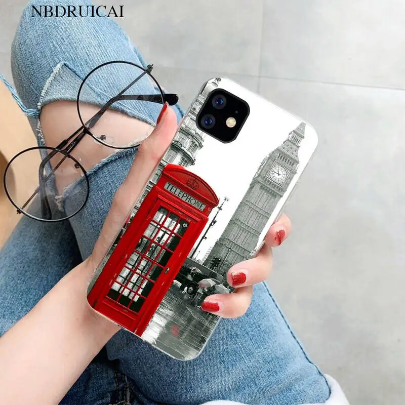 NBDRUICAI красная телефонная будка коробка Лондон мягкий телефонный чехол для iPhone 11