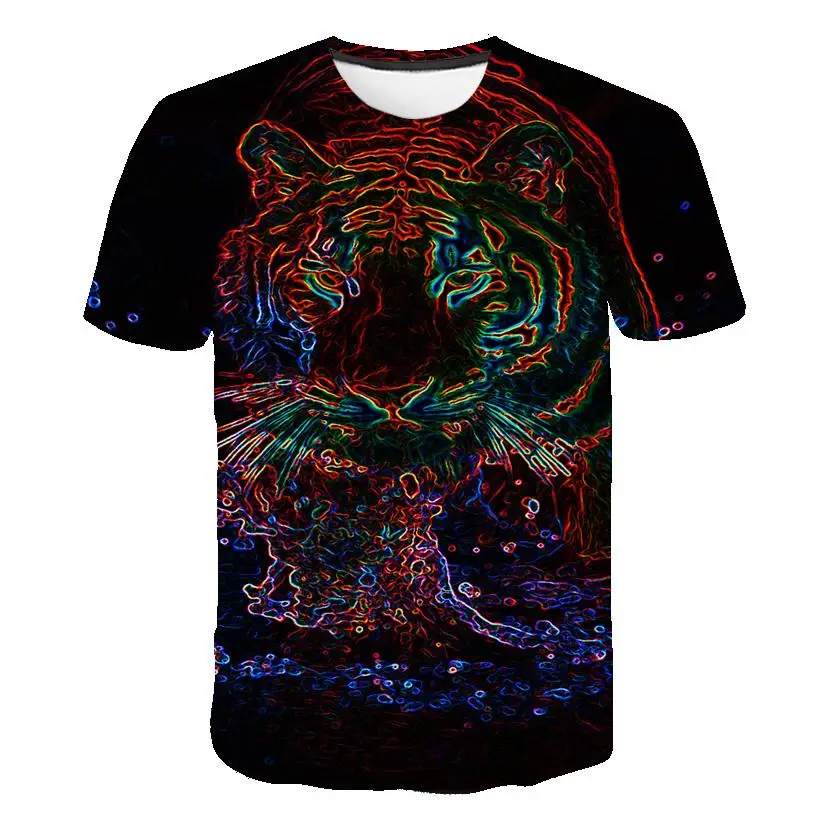 

2020 3d Printing Animal Cool T-shirt Men's Short Sleeve Summer Running Top Shirt T-shirt Men's Fashion Tiger Print T-shirt