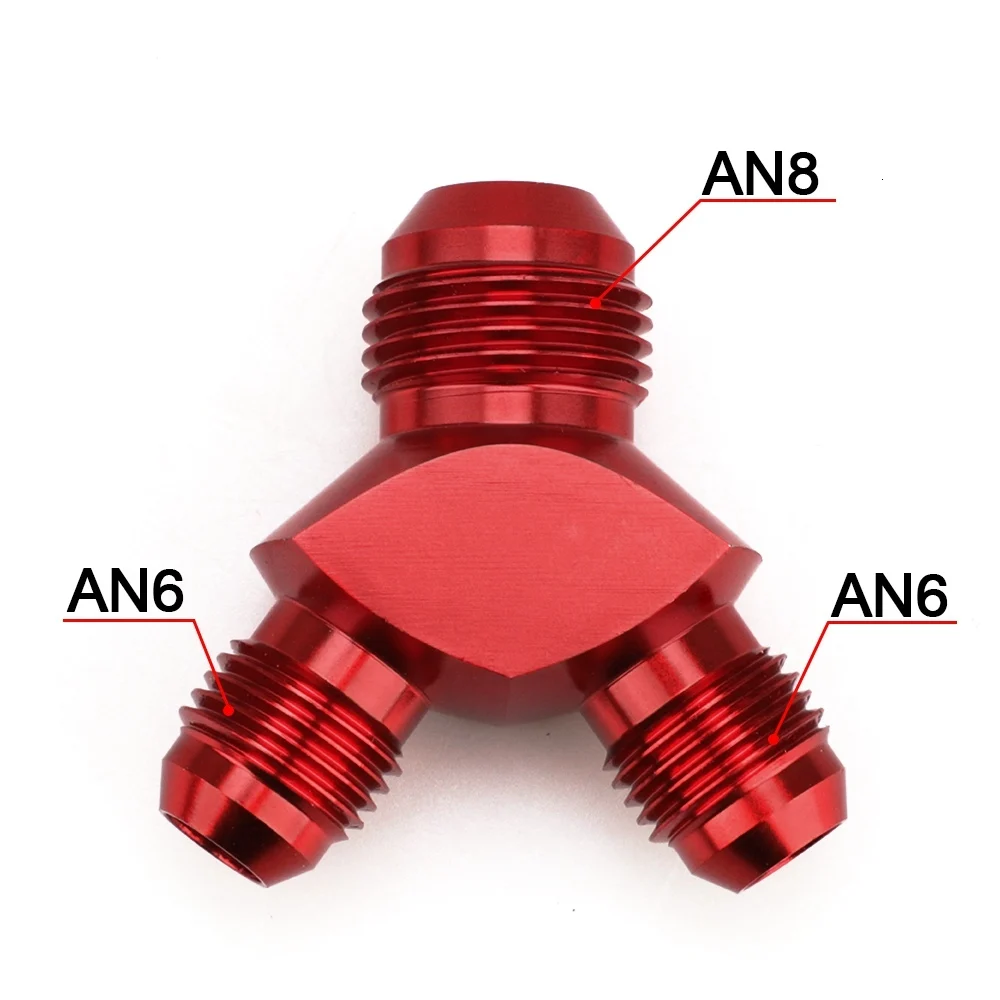 AN6-AN8 RED AN6 AN8 AN10 Алюминиевый Y Блок адаптер фитинги адаптер Черный Y Тип нефтяной трубы соединение - Цвет: AN6-AN8 RED