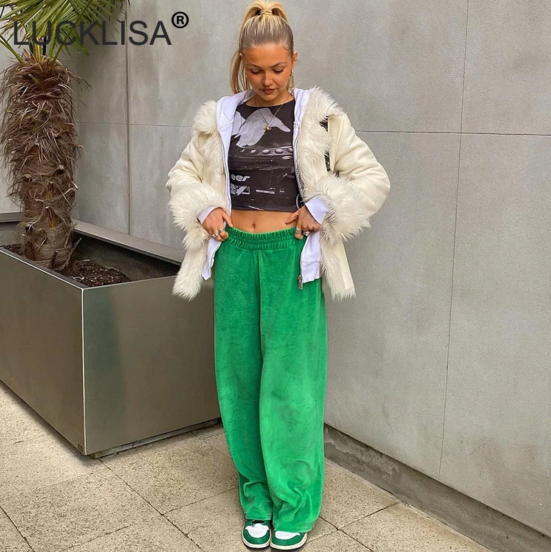 

Fashion loose solid color casual pants