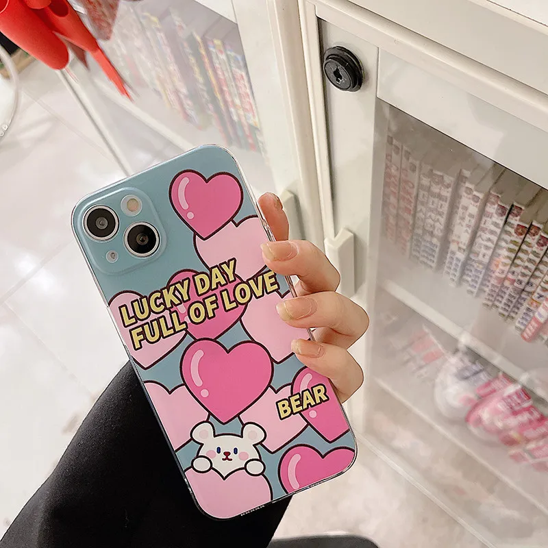 

Love Bear Phone Case For iPhone 11 13 Pro Max XS Max XR X 8 7 6s Plus SE 2020 Transparent Case For iPhone 12 Pro Soft TPU Cover