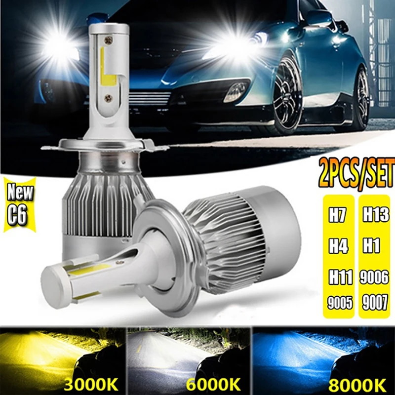 Новые автомобильные Водонепроницаемые светодиодные фары C6 2 шт. лампы для