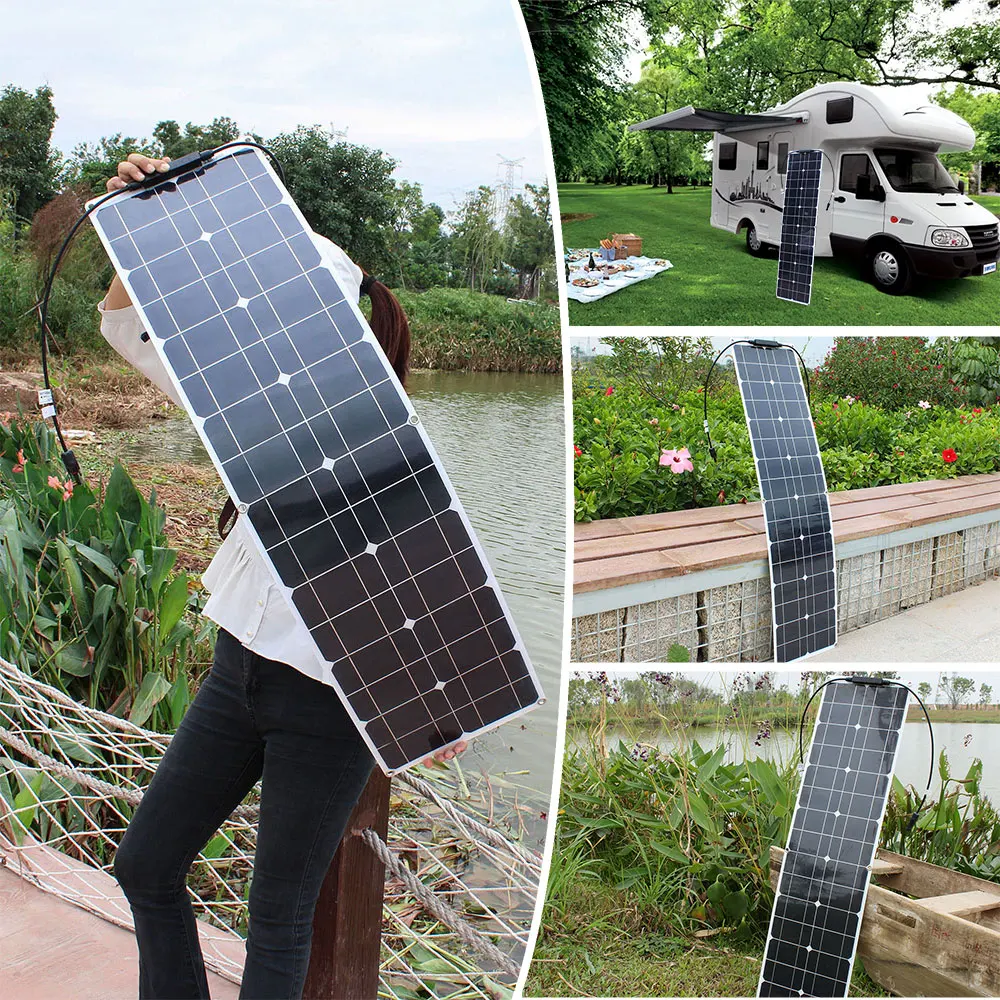 

Гибкие солнечные панели 50 Вт 16 В монокристаллический Slendersolar модуль 100 Вт солнечная панель для узких мест 12 В батарея/Фургон/RV/лодка
