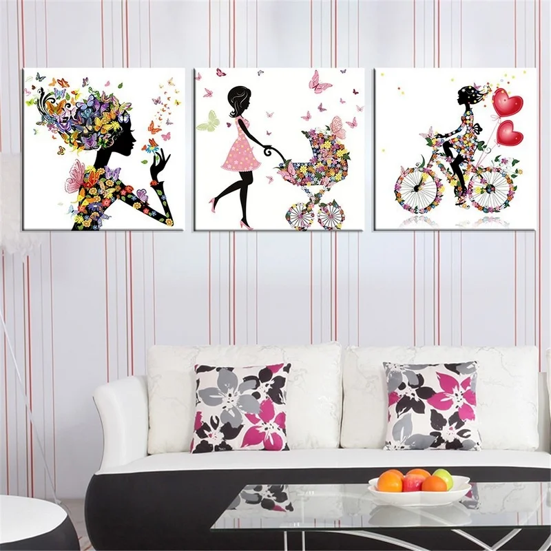 

Hot Selling Nordic Modern Pop Flower Fairy Oil Painting Girl Series Living Room Home Frameless Decorative Painting Poster