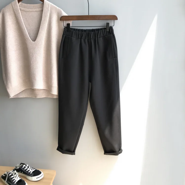 JoinYouth эластичные брюки с высокой талией Женские однотонные осенние однотонные брюки до щиколотки женские плиссированные рабочие модные брюки J179